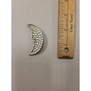 Crescent Moon Face Rhinestone Pin Brooch Celestial Jewelry Fashion Accessory